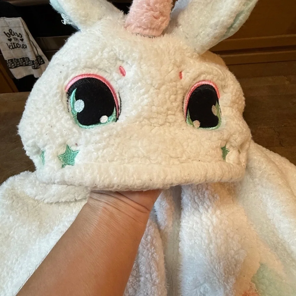 Unicorn Kids Robe - White with Pastel Accents 4/5t